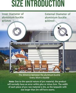 Bâche de <span class=keywords><strong>pergola</strong></span> extérieure rétractable manuelle en PVC transparent et imperméable, rideau de protection contre la pluie pour balcon, fenêtres et auvent de véranda - Product Image 4