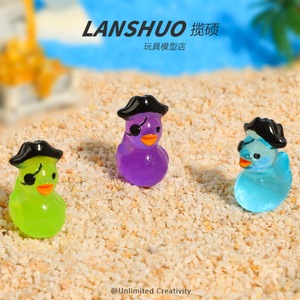 Lanshuo Pirate Glowing <b>Duck</b> Ornament Resin Cartoon Animal Garden Decor <b>Lighted</b> DIY Accessory - Product Image 2