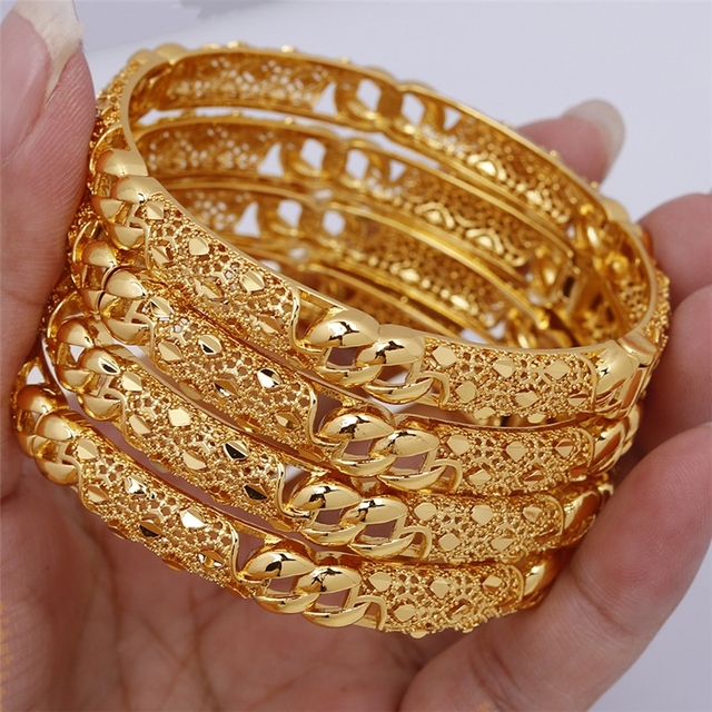 Indian Traditional Trendy 24k Gold Plated Brass Bridal Wedding Women Bangle Luxury Textured Engraved Gift Wholesale