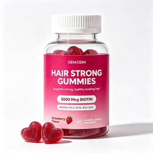 Gomitas Aceleradoras del Crecimiento del Cabello con Sabor a Fresa, Marca Privada Personalizada, con Biotina, Ácido Fólico, B12 y Zinc, Suplemento para Mujeres - Product Image 1