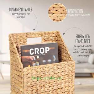 Wholesale Eco-Friendly Water Hyacinth <b>Storage</b> <b>Baskets</b> Multifunction <b>Rectangle</b> Design for Home Decor Clothing Organization Ecoka - Product Image 3