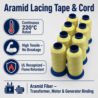 Cordon de lacet en Kevlar Aramide, corde de liaison Nomex, ignifuge classe H 220C pour bobinage de transformateurs de moteurs