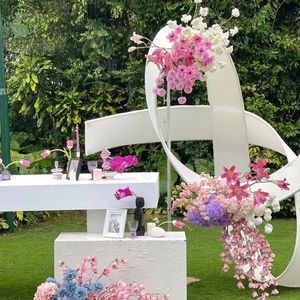 Decoración de Fondo para Bodas y Cumpleaños, con Forma de Arco Espiral de Tela Elástica con Diseño de Ondas Curvas - Product Image 5