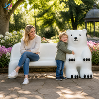 Banc en fibre de verre en forme d'ours polaire commercial, personnalisé, pour l'extérieur, idéal pour centres commerciaux, hôtels, parcs à thème, écoles, hôpitaux