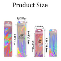 Aluminium folie wieder versch ließbare Regenbogen Holo graphic Ziplock Plastiktüten lang für Make-up Pinsel Stift Lippen Wimpern Schmuck Halskette Süßigkeiten