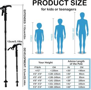 Ensemble <span class=keywords><strong>de</strong></span> bâtons <span class=keywords><strong>de</strong></span> trekking rétractables <span class=keywords><strong>ultra</strong></span>-légers avec logo personnalisé, bâton <span class=keywords><strong>de</strong></span> <span class=keywords><strong>marche</strong></span> télescopique antichoc en aluminium - Product Image 2