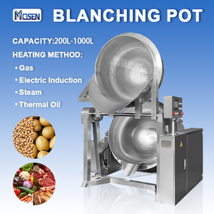 Équipement de pré-cuisson, blanchiment, cuisson et mélange industriel pour usine alimentaire, à gaz, induction, vapeur et huile thermique, avec panier - Product Image 1