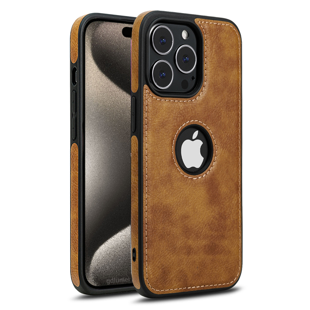 For iPhone 15 Case Retro Luxury Handmade Stitching PU Leather Phone Case for iPhone 15 16 17 Pro Max Cover