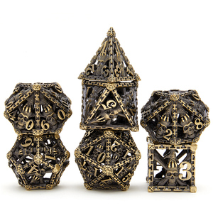 Personalizado antiguo <span class=keywords><strong>RPG</strong></span> Metal dados de lujo cuadrado 6mm ahueca hacia fuera <span class=keywords><strong>Anime</strong></span> poliédrico metálico hueco Números de Oro - Product Image 3
