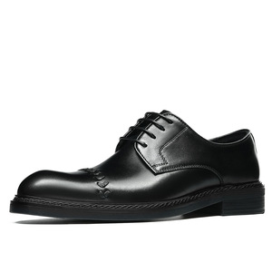 Leather upper men's business formal dress shoes with laces, low heel, comfortable and casual design - Product Image 1