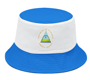 맞춤형 디자인 로고 블루 화이트 폴리에스터 모자 여행 해변 낚시를위한 니카라과 버킷 모자 - Product Image 1