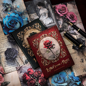 96 Hojas por Paquete, Materiales de la Serie Cartas de Rosas, Libro de Material de Tapa Dura con Temática de Rosas Vintage - Product Image 3