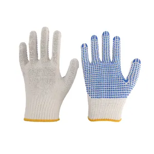 Construction White Cotton Hand Gloves Pvc Dotted Knitted Gloves