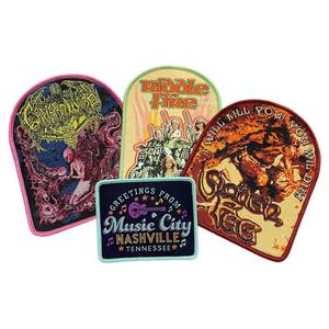 Ricamo personalizzato tessuto distintivi Art Punk <span class=keywords><strong>Rock</strong></span> musica 12 colori ferro su cucire su tessuto patch Applique con bordi Merrow - Product Image 2