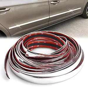 Strip Potongan Cetakan Krom Dekoratif PVC, Aksesoris Universal untuk Pelindung Badan Bumper Jendela Pintu Mobil