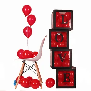 Birthday Party Decorations 4 Pcs DIY Baby Shower Blocks vinyl Balloons Boxes With Letter For love