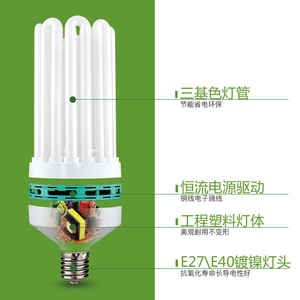 Bombilla de Ahorro de Energía CFL E27 6000K Blanca, Lámpara Fluorescente en Forma de U, 6000 Horas de Vida Útil, 80 Lm/w, CRI 80, Garantía de 2 Años - Product Image 2