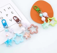 Colgante de correa de teléfono con abalorio de estrella hueca, colgante de cuentas acrílicas coloridas, accesorios para llavero, cordón para teléfono móvil, joyería