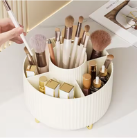 Boîte de Rangement à Brosses en Plastique, Support de Pinceaux de Maquillage Rotatif à 360 Degrés pour Bureau, Organisateur de Petits Articles pour Coiffeuse