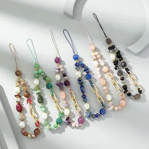 Nouvelle pierre naturelle cristal <span class=keywords><strong>perle</strong></span> courte chaîne de téléphone portable élégant femmes étui de téléphone portable charme lanière téléphone <span class=keywords><strong>pendentif</strong></span> - Product Image 1