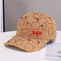 Gorra de Béisbol de Tela Esponjosa Estilo Americano con Adornos de Cuentas, Gorro para Adultos para Fiestas y Bodas, Disponible en Stock, Venta al Por Mayor