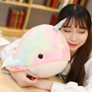28cm carino colorato Narwhal peluche peluche bambola di pesce farcito cuscino morbido per neonate arcobaleno mare animale balena farcito giocattolo Narwhal - Product Image 2