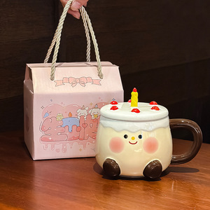 High Aesthetic Japanese Retro Hand-Painted Cake Shape Ceramic Mug 300ml Capacity Sustainable Coffee Mug Cute Creative Water <b>Cup</b> - Product Image 3