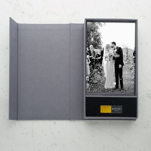Caja de Fotos de Lino Color Crema, Beige y Negro, Lista <span class=keywords><strong>para</strong></span> Enviar, Regalo <span class=keywords><strong>para</strong></span> Fotógrafos, Álbum de Fotos 4x6 5x7, Caja <span class=keywords><strong>para</strong></span> Guardar Memorias USB de Cristal - Product Image 5