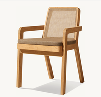 Ensembles de table rectangulaires en bois de teck de style campagnard mobilier d'extérieur table de jardin et chaises en rotin table à manger