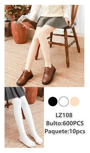 Lz108 Calze da donna alte fino al ginocchio, tinta unita, lavorate a maglia, per uso quotidiano, spessore standard, stile regolare - Product Image 3