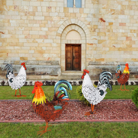 Adorno de jardín de gallo de Metal, arte de patio de pollo, Animal decorativo de pie para césped al aire libre
