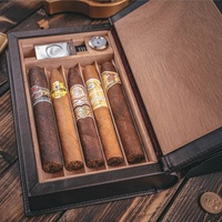 Estuche de Viaje Personalizado en Forma de Cuaderno, de Madera de Cedro y Cuero PU, para Cigarros/Humidores