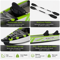 Kayak gonflable pliable pour 2 personnes OEM avec logo et emballage personnalisés, matériau PVC, longueur supérieure à 4 m