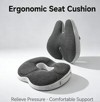 Coussin de siège en mousse à mémoire de forme, ensemble de coussins pour soulager les douleurs lombaires et du coccyx, pour le bureau, la voiture, le fauteuil roulant, design ergonomique orthopédique