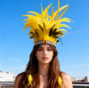 Hiasan Kepala Suku Warna-warni Buatan Tangan dengan Bulu Berwarna untuk Wanita Dewasa, Aksesoris Kostum Halloween - Product Image 2