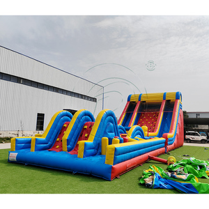 สไลเดอร์น้ำเป่าลม PVC ยอดนิยม สนามกีฬาเป่าลมขนาดใหญ่พร้อมสไลเดอร์สองเลนและผนังปีนป่ายสำหรับเด็กและผู้ใหญ่ - Product Image 6