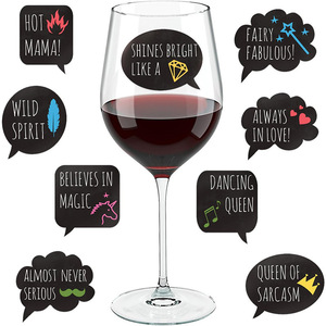 Etiquetas removibles impermeables para vasos de vidrio, decoraciones para fiestas de vino y champán, estilo de dibujos animados rectangulares, impresión digital - Product Image 2