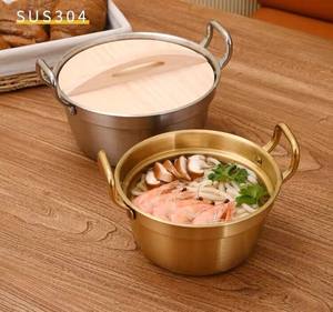 Usine en gros de haute qualité coréen 304 double oreille <span class=keywords><strong>pot</strong></span> à soupe cuisinière à batterie à gaz spécial en acier inoxydable <span class=keywords><strong>pot</strong></span> de nouilles instantanées - Product Image 2