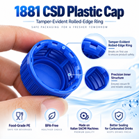 Bouchon de bouteille en plastique CSD 28 mm 1881 pour boissons gazeuses, inviolable, en PE, avec logo couleur personnalisé, fabricant
