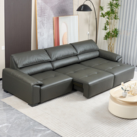 Ensemble de canapés électriques modernes en cuir, extensibles, multifonctionnels, réglables, intelligents, convertible en lit, trois places, pour villa, avec télécommande sans fil