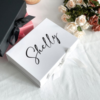 Boîtes d'emballage pliables en papier cartonné avec logo personnalisé, blanches, pour nœuds papillon, vêtements, cadeaux, avec couvercle magnétique