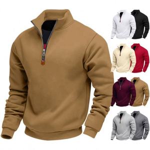 <span class=keywords><strong>Abrigo</strong></span> Holgado de Color Sólido para Hombre, Talla 6XL, Otoño, Cuello Alto de Terciopelo, Cierre de Cremallera, Tela de Rizo, Teñido Liso, Poliéster/Algodón - Product Image 2