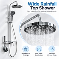 Robinet de douche mural moderne en chrome avec pommeau rond en cuivre, mitigeur chaud/froid pour salle de bain