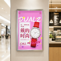 Boîte à lumière LED A1 A2 A3 A4 10 mm - Cadre en aluminium, verre trempé, cadre d'affichage publicitaire fin - Certifié CE
