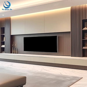 Project Sourcing Modern Luxury <strong>TV</strong> <strong>Cabinet</strong> <strong>Wood</strong> Finish Modular <strong>TV</strong> Stand Storage Unit for Premium Residential Interior Projects - Product Image 1