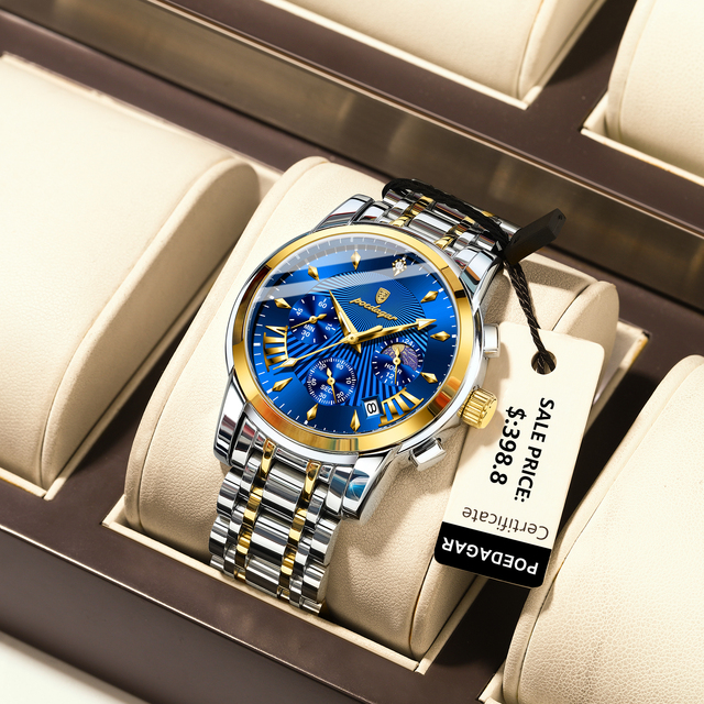 Poedagar High Quality Montres De Luxe Waterproof Luminous Men Watch Chronograph Stainless Steel Luxury Quartz Watches for Men