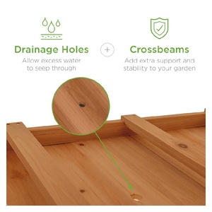 Jardinière mobile surélevée en <span class=keywords><strong>bois</strong></span> naturel avec roues verrouillables - Product Image 5