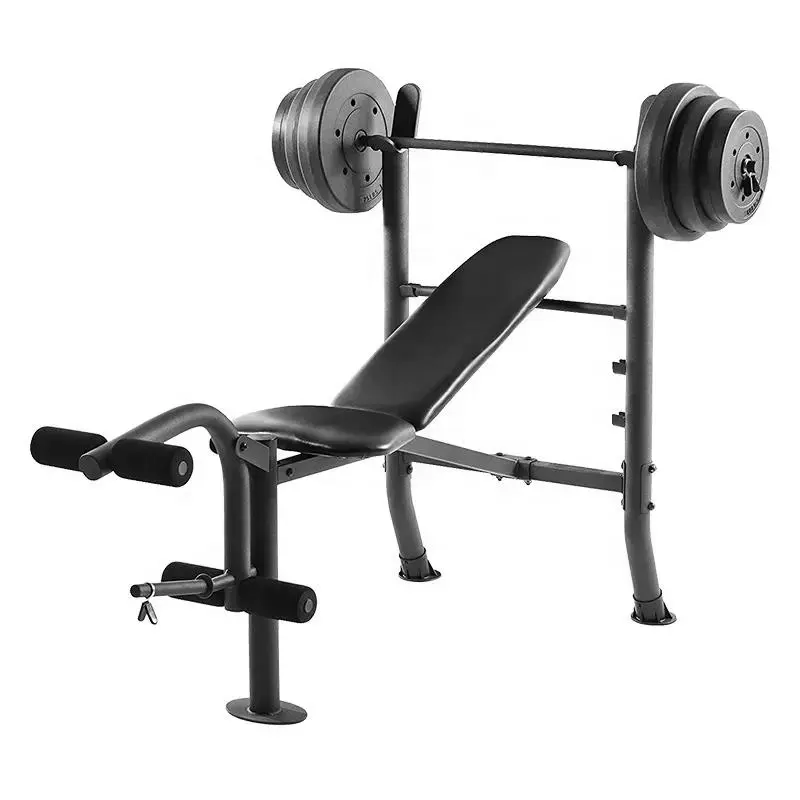 KKFIT Gym Fitness Equipment 80lbs Standard Coated Lifting Weight Set Adjustable Weight Bench