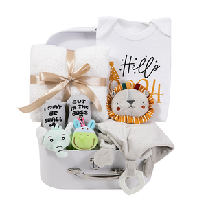 Regalos para Baby Shower, cesta de regalos para bebés, incluye manta para recién nacidos, manta de seguridad Lovey, juguete sonajero de madera, Baberos divertidos para bebés - Product Image 2