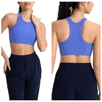 YNSEA Soutien-gorge de sport dos nageur pour femme, maintien élevé, sans couture, côtelé, débardeur court long, rembourré, pour la gym et le fitness